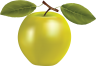 Drawn Green Apple with Leaves