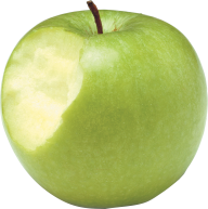 Green Apple Bitten On Left Side Png