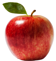 Red Round Apple with Leaves Png