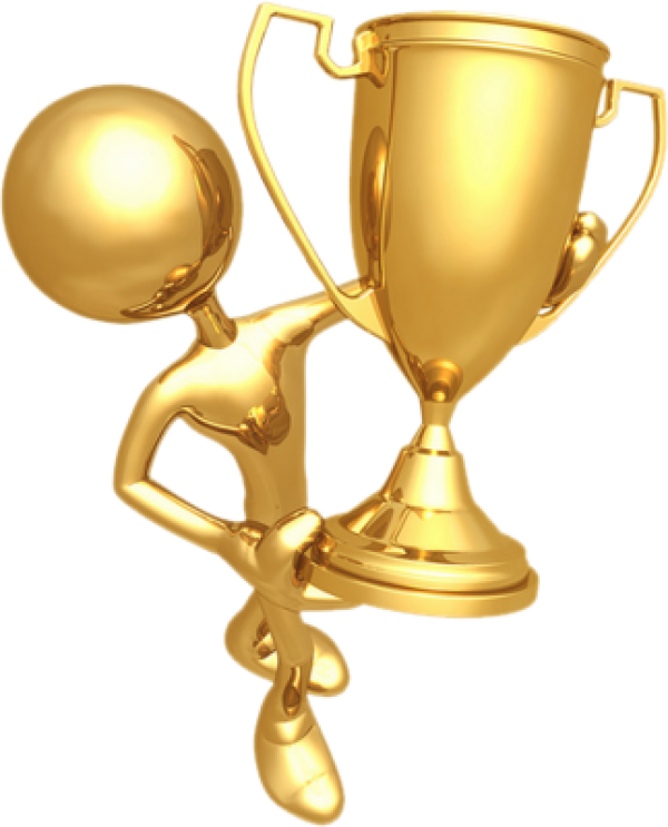 Golden Prize Cup with Gold Statue Png