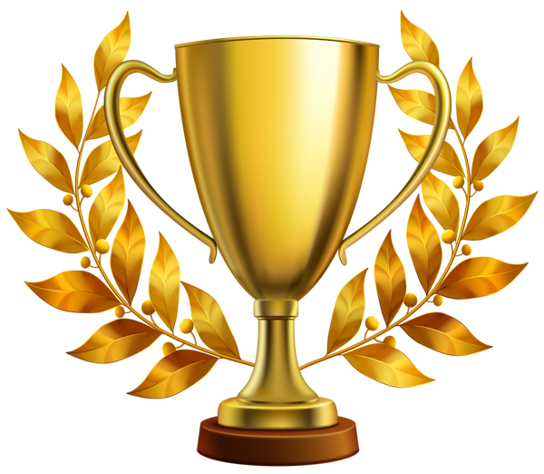 Golden Trophy Cup Png With Golden Leaves