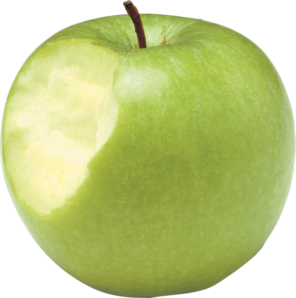 Green Apple Bitten On Left Side Png