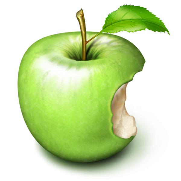 Green Bitten Apple Png for Free Download