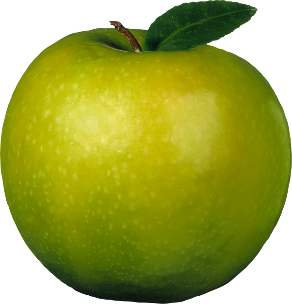 Greenish Apple with Single Leaf