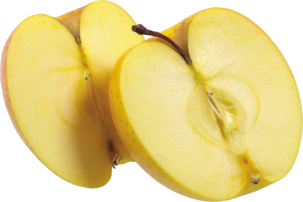 Yellow Apple Png Half Sliced